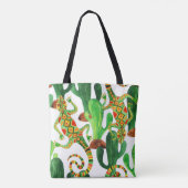 Tote Bag Impression Cactus Lizard Aquarelle (Dos)