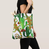 Tote Bag Impression Cactus Lizard Aquarelle (De près)