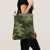 Tote Bag Impression camouflage classique, tons terreux vert (De près)