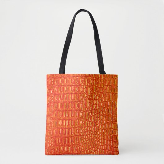 Tote Bag Impression cuir de crocodile orange (Devant)