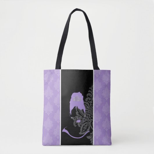 Tote Bag Impression damée violet et noire (Devant)