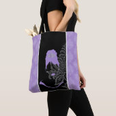 Tote Bag Impression damée violet et noire (De près)
