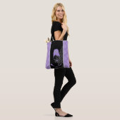 Tote Bag Impression damée violet et noire (Sur le modèle)