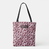 Tote Bag Impression d'animal léopard rose avec faux feuille (Dos)