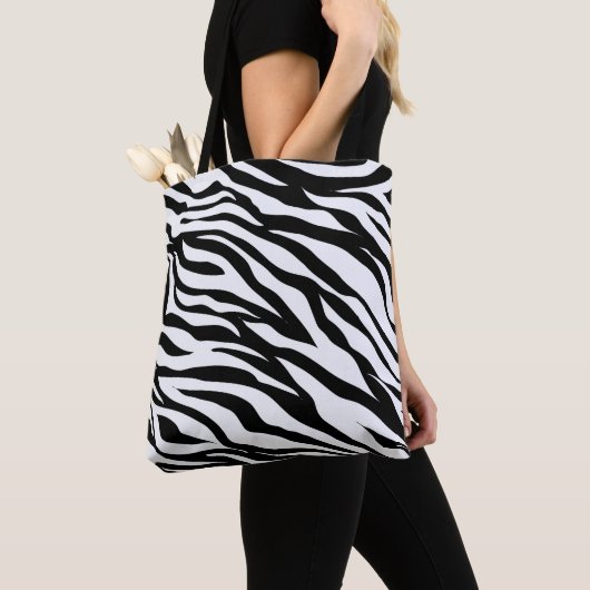 Tote Bag Impression d'animal zèbre noir et blanc  (De près)