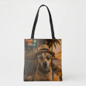 Tote Bag Impression d'art mural de chien de plage drôle (Devant)