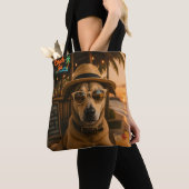 Tote Bag Impression d'art mural de chien de plage drôle (De près)