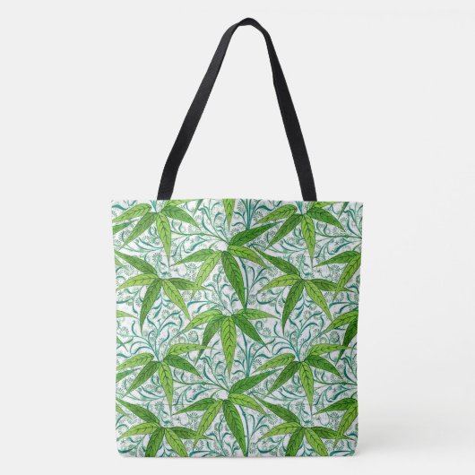 Tote Bag Impression de bambou William Morris, vert et blanc (Devant)
