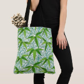 Tote Bag Impression de bambou William Morris, vert et blanc (De près)