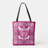 Tote Bag Impression de cheval suédois Dala rose (Dos)