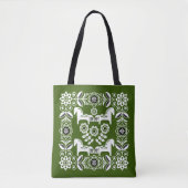 Tote Bag Impression de cheval suédois Dala vert (Devant)