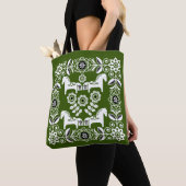 Tote Bag Impression de cheval suédois Dala vert (De près)