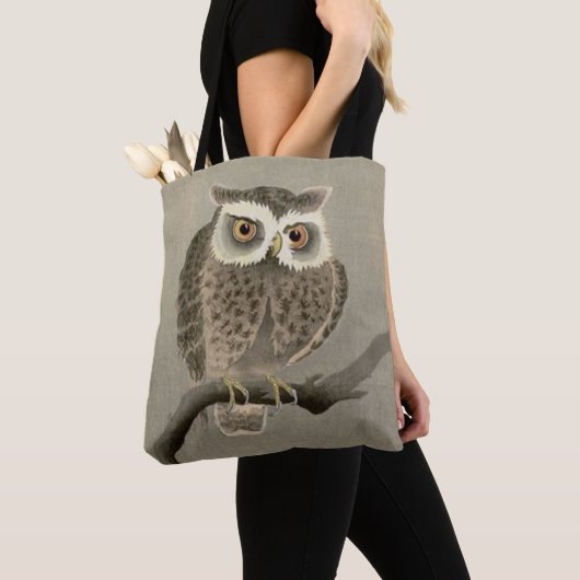 Tote Bag impression de chouette à longue oreille (De près)
