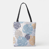 Tote Bag Impression de feuilles de monstera bleues et jaune (Dos)
