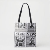 Tote Bag Impression de journal noir et blanc Juneteenth  (Devant)