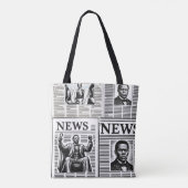 Tote Bag Impression de journal noir et blanc Juneteenth  (Dos)