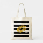 Tote Bag Impression De Lèvres Et De Bandes En Or (Dos)