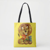 Tote Bag impression de lion et de souris (Devant)