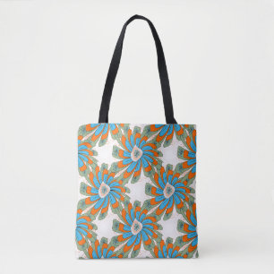 Tote Bag Impression de textile abstrait floral en trame