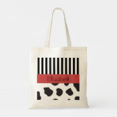 Tote Bag Impression de vache, Grilles, Noir et Blanc, Votre (Dos)