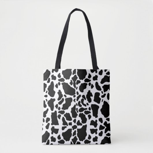 Tote Bag Impression de vache noire et blanche (Devant)