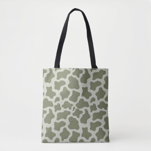 Tote Bag Impression de vache verte Sage (Devant)