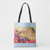 Tote Bag impression d'oiseaux et de baies (Devant)