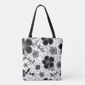 Tote Bag Impression florale noir et blanc (Dos)
