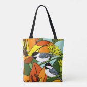 Tote Bag Impression florale orange et poulets (Dos)