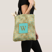 Tote Bag Impression girafe menthe et doré (De près)