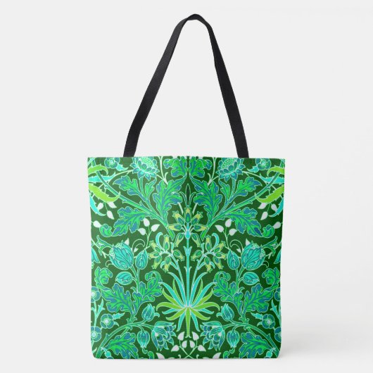 Tote Bag Impression Hyacinthe de William Morris, Vert Emera (Devant)