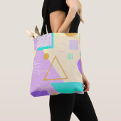 Tote Bag Impression jaune géométrique (De près)