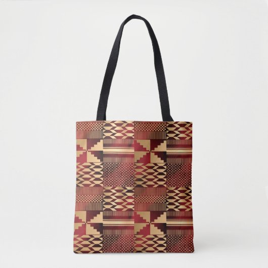 Tote Bag Impression Kwanzaa Kente (Rouge/Or) (Devant)