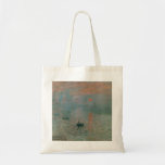 Tote Bag Impression, lever de soleil par Claude Monet<br><div class="desc">Impression,  Sunrise est une peinture de Claude Monet montrée pour la première fois à ce qui allait devenir l'"Exposition des impressionnistes" à Paris en avril 1874. Le tableau est crédité d'avoir inspiré le nom du mouvement impressionniste. Impression générale,  Sunrise représente le port du Havre,  la ville natale de Monet.</div>