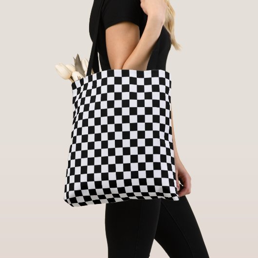 Tote Bag Impression numérique des échecs noirs et blancs (De près)