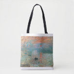 Tote Bag Impression, Sunrise 1872 Claude Monet<br><div class="desc">Oscar-Claude Monet (UK: /ˈmneɒ/, US: /ʊˈneɪ, madeˈ-/, French: [dmning]; 18 novembre 1840 - 5 december 1926) ce qui a French painter and founder impressiof painist ting who is as key precursor to modernism, especially in his attempts to paint nature as he perceived it.[1] During his long career, ce que la...</div>