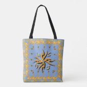 Tote Bag Impression tribale bleue et orange (Dos)