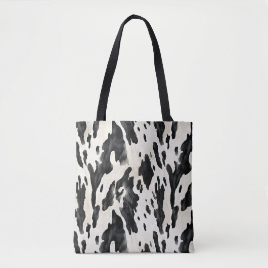 Tote Bag Impression vache noir blanc ferme animale (Devant)