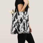 Tote Bag Impression vache noir blanc ferme animale (De près)
