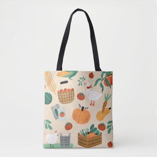 Tote Bag Impression végétale réutilisable du marché agricol (Devant)