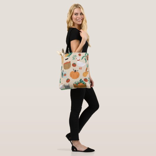 Tote Bag Impression végétale réutilisable du marché agricol (Sur le modèle)