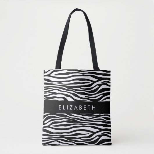 Tote Bag Impression Zèbre, Grilles, Noir Et Blanc, Votre No (Devant)