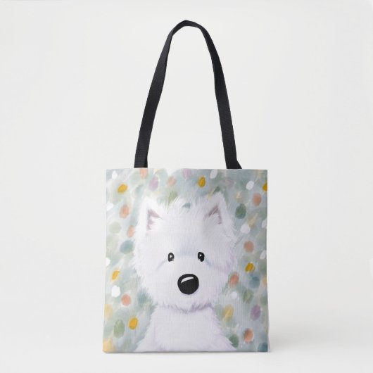 Tote Bag Impressions de Westie Fluffy KiniArt (Devant)