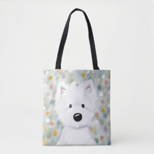 Tote Bag Impressions de Westie moelleux KiniArt