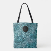 Tote Bag Imprimé animal bleu | Monogramme moderne (Dos)