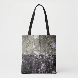 Tote Bag Imprimé blanc sur bois brun