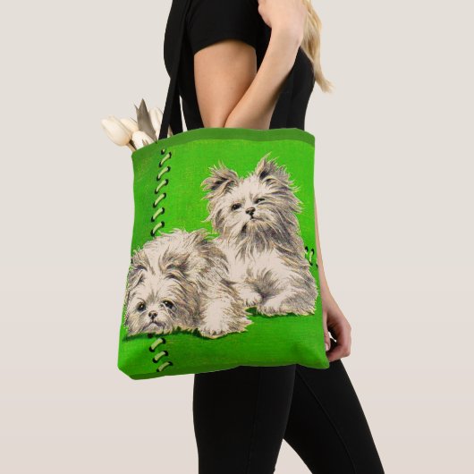 Tote Bag imprimé de chiens de couverture mignons (De près)