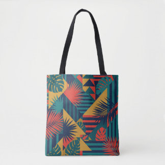 Tote Bag Imprimé de feuille géométrique Bauhaus tropical vi