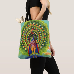 Tote Bag imprimé de paon amusant