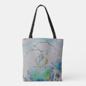 Tote Bag imprimé fleur Abstrait en vert bleu vert (Dos)